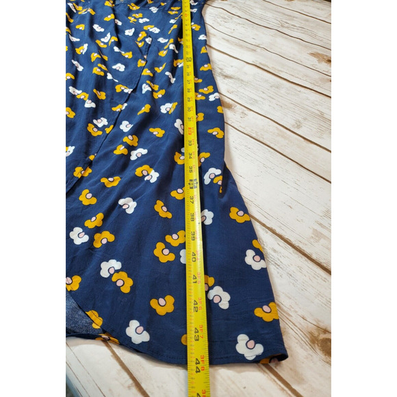 Boden Womens 2 Petite Wrap Dress Blue Floral Print FLORIS Daisy Long Sleeve - Picture 9 of 10